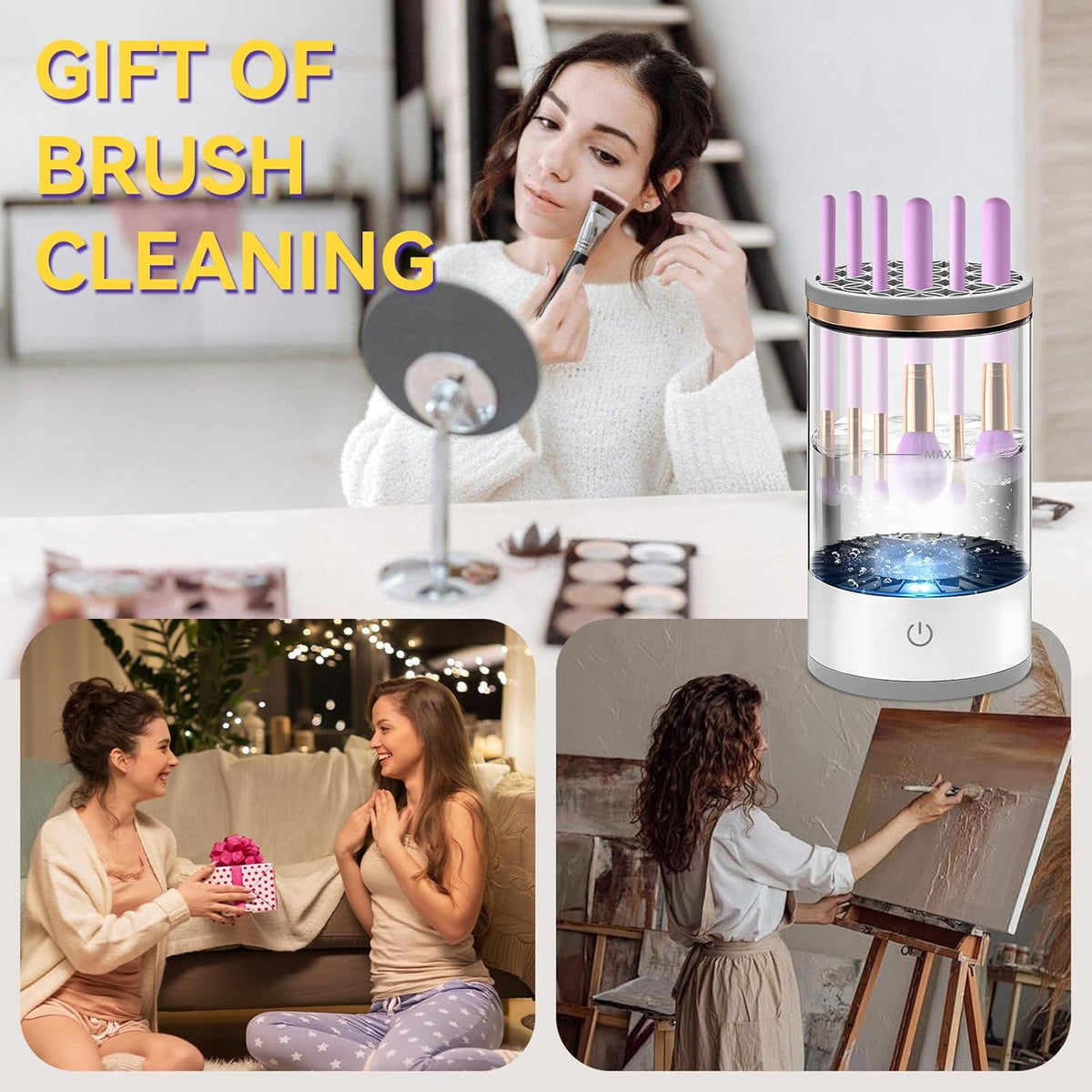 Belro makeup brush cleaner in a clear bottle for easy cleaning of beauty brushes, part of skin care tools in health and beauty.