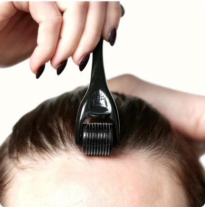 Belro beard hair growth roller for skin care, featuring a stainless steel roller and ergonomic handle for facial hair enhancement.