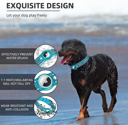 Belro AirTag dog collar with GPS device for pet tracking, black strap with built-in electronics for locating pets.
