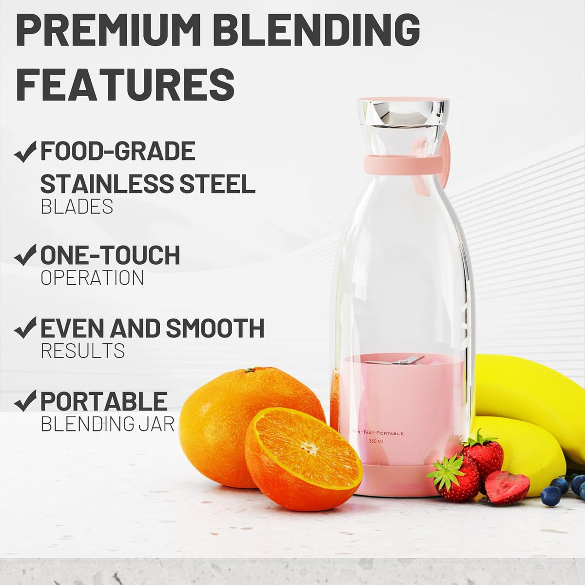 Belro portable electric juicer blender with a sleek design, compact size, and stainless steel blades for efficient blending.