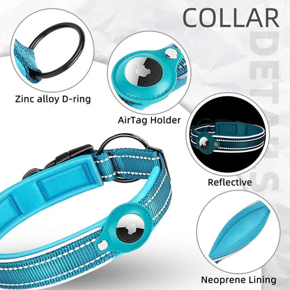 Belro AirTag dog collar with built-in GPS tracker for pet location and safety. Durable collar with GPS device attached.