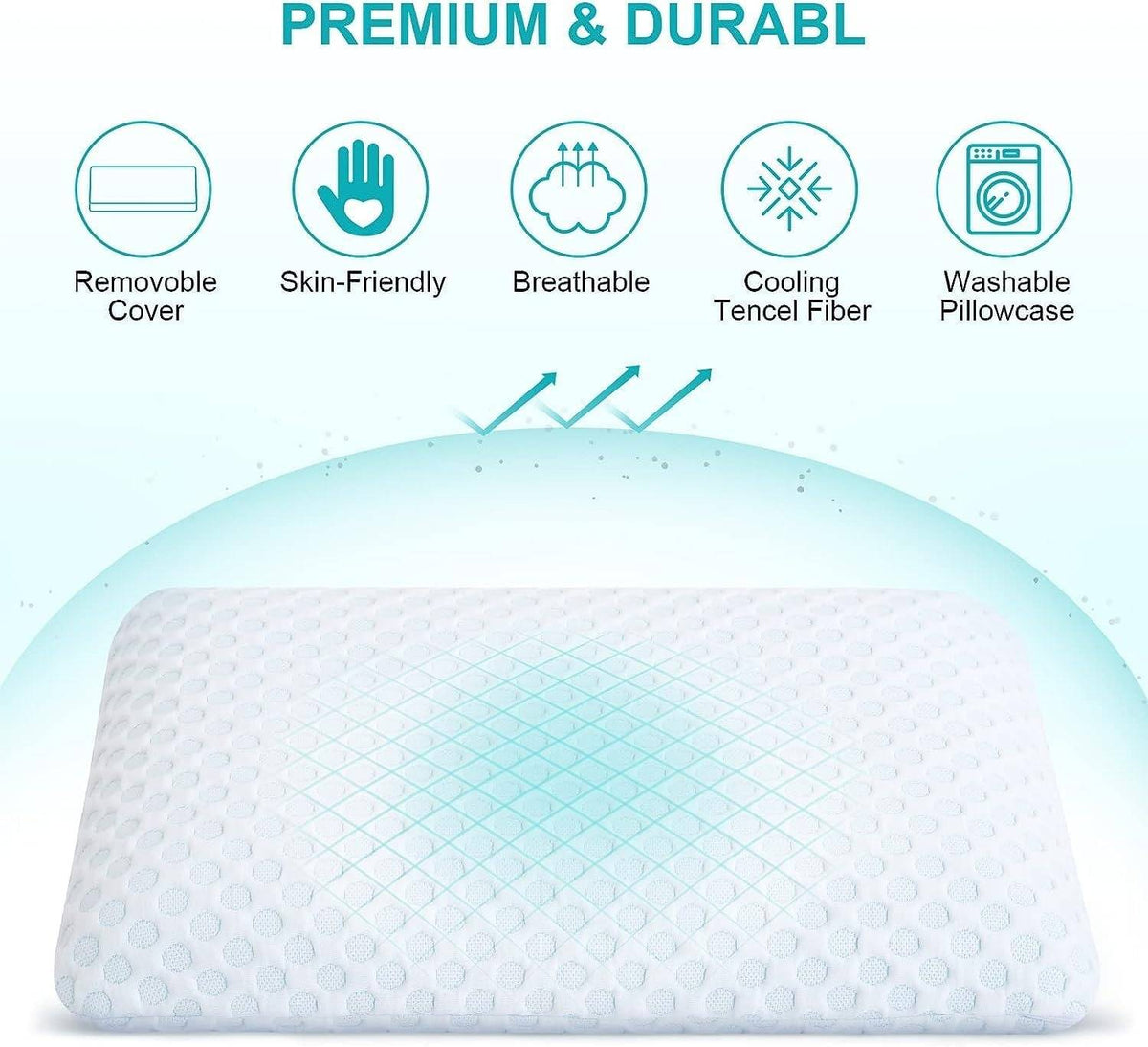Belro cooling pillow with breathable fabric and ergonomic design, ideal for comfortable sleep and temperature regulation.