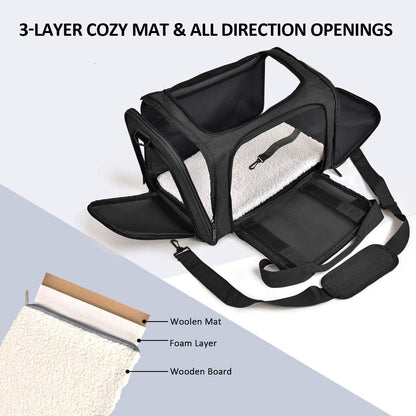 Belro dog and cat carrier bag for small pets up to 15 lbs, compact automotive pet carrier with breathable mesh and secure zipper.