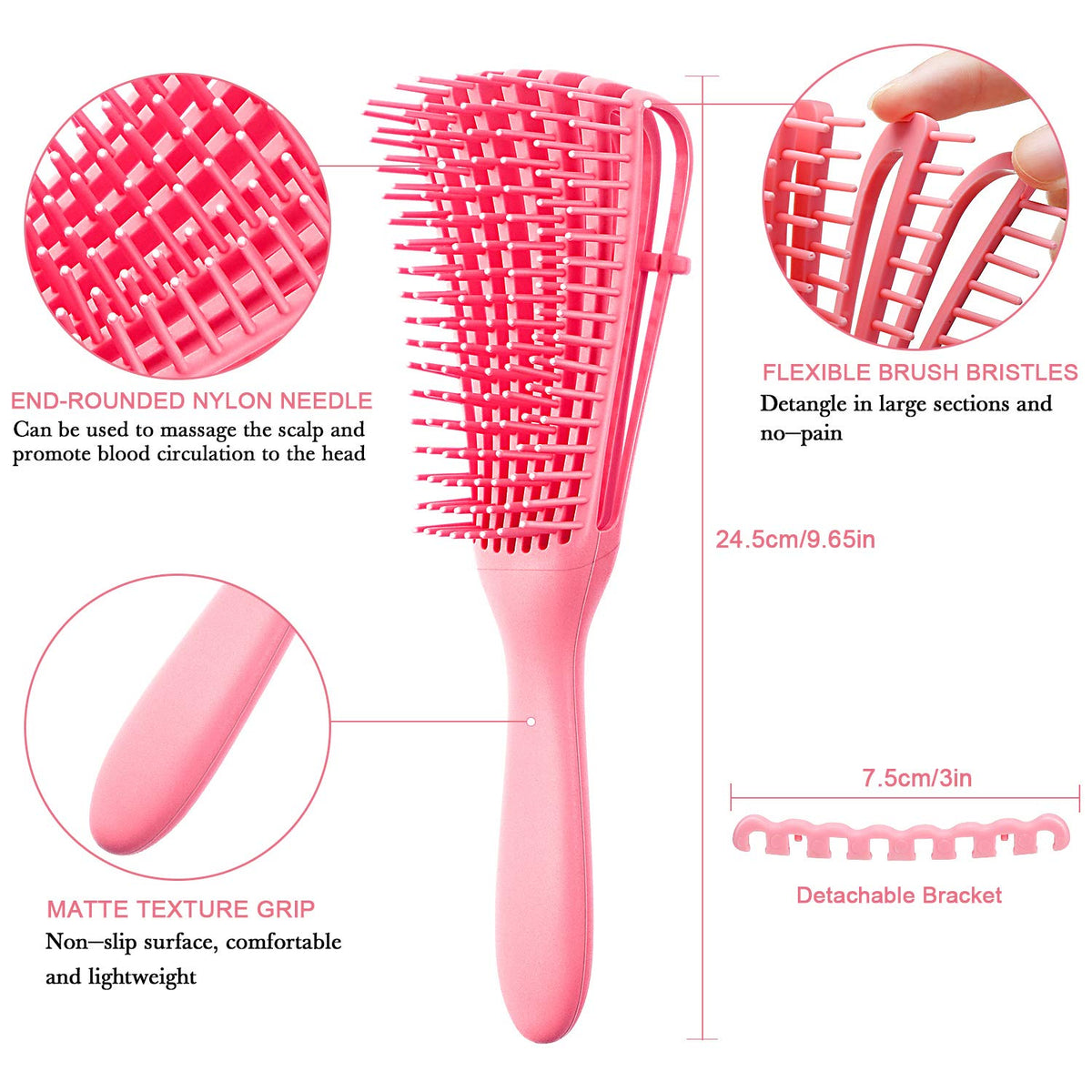 Belro 2-piece detangling brush set designed for Afro-American textured hair, ideal for 3a to 4c hair types, in black.