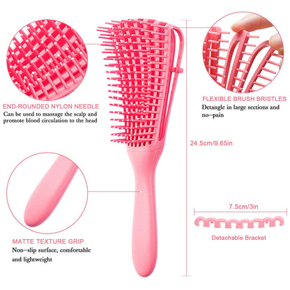 Belro 2-piece detangling brush set designed for Afro-American textured hair, ideal for 3a to 4c hair types, in black.