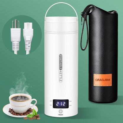 Belro portable electric travel kettle with stainless steel body and digital control panel, compact for easy travel use.