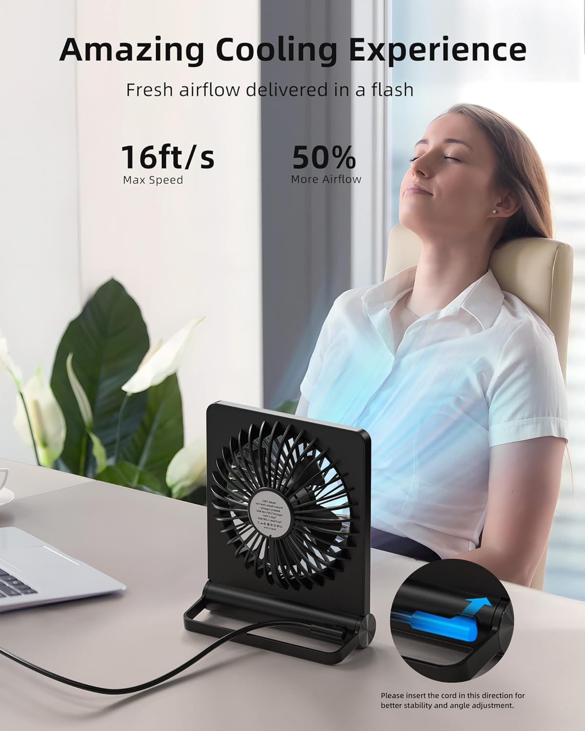 Belro ultra-quiet small desk fan with metal blades and adjustable tilt, ideal for home or office use.