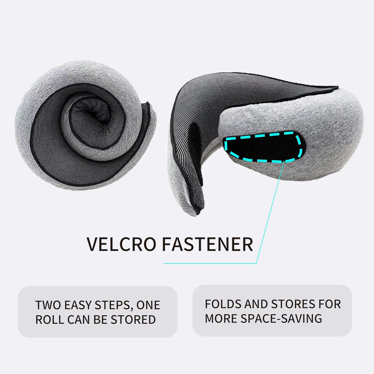 Belro ergonomic travel neck pillow made of memory foam, providing comfortable support for airplane and car travel.