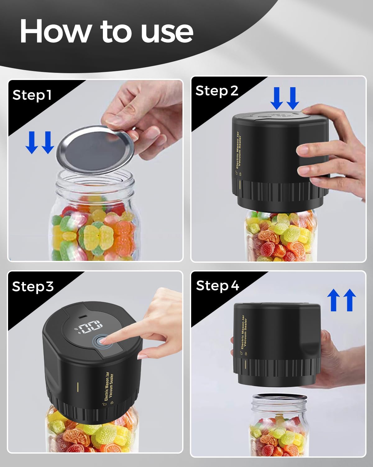 Belro Mason Jar Electric Vacuum Sealer Kit for home canning and food preservation with sealing attachments and accessories.