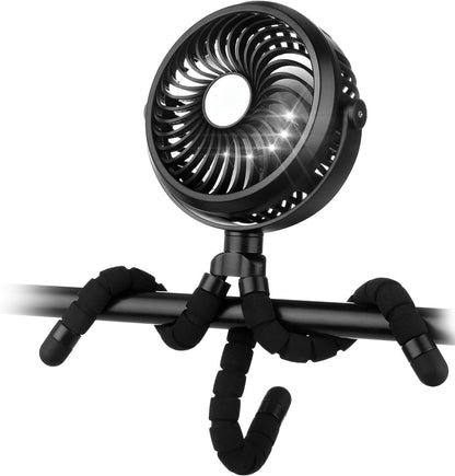 Belro portable stroller fan with adjustable blades and handle, compact for outdoor use, perfect for staying cool on the go.