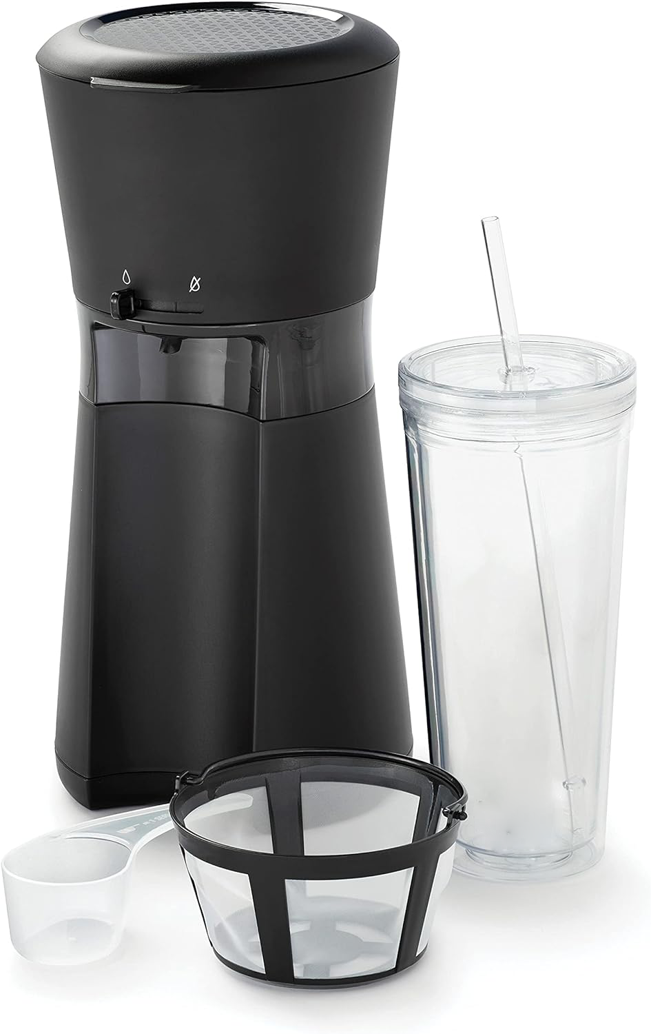 Belro ice coffee machine maker on kitchen counter, compact electronic home appliance for brewing iced coffee.