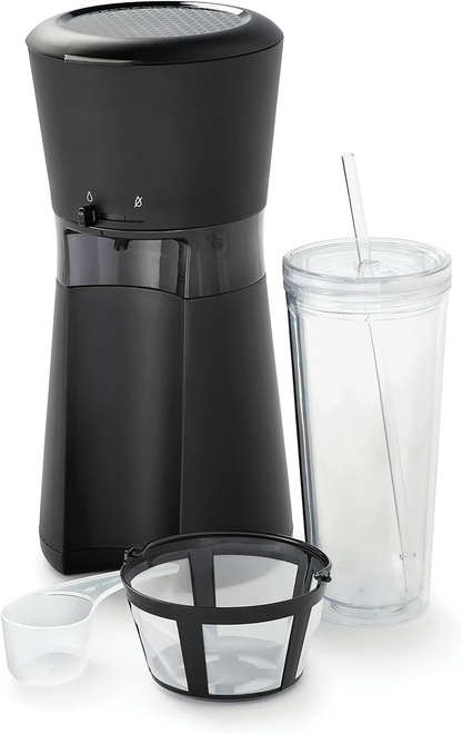 Belro ice coffee machine maker on kitchen counter, compact electronic home appliance for brewing iced coffee.