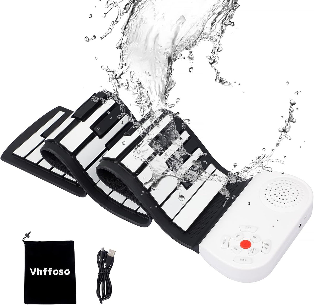 Portable Belro piano keyboard roll-up, flexible electronic musical instrument with keys for easy play and portability.