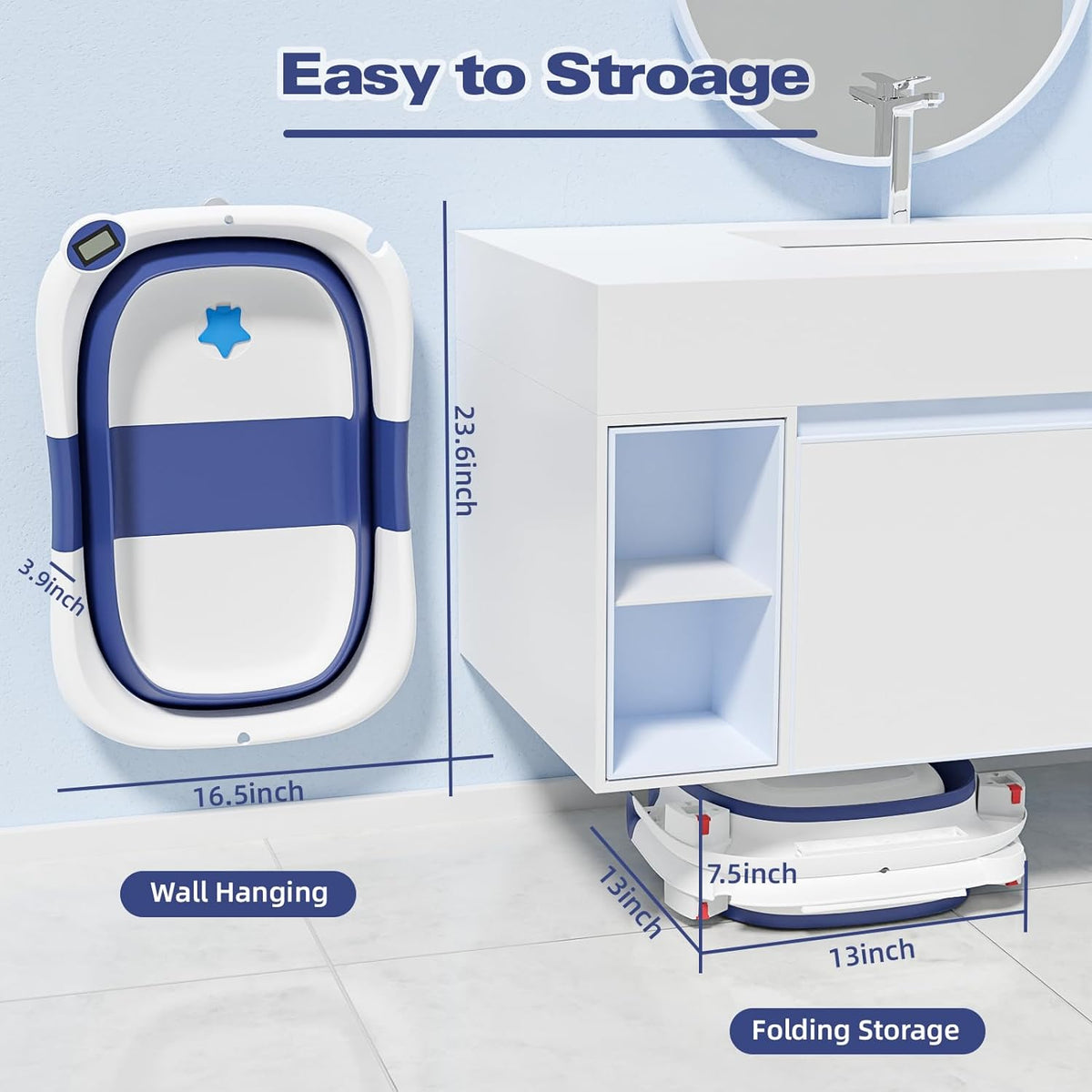 Belro baby bath tub for infants and kids, featuring a comfortable, ergonomic design with soft, non-slip surfaces in a light blue color.