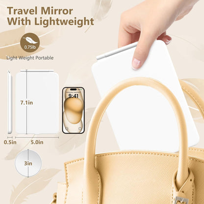 Belro travel lighted makeup mirror with magnification, compact beauty mirror with LED lighting for precise makeup application