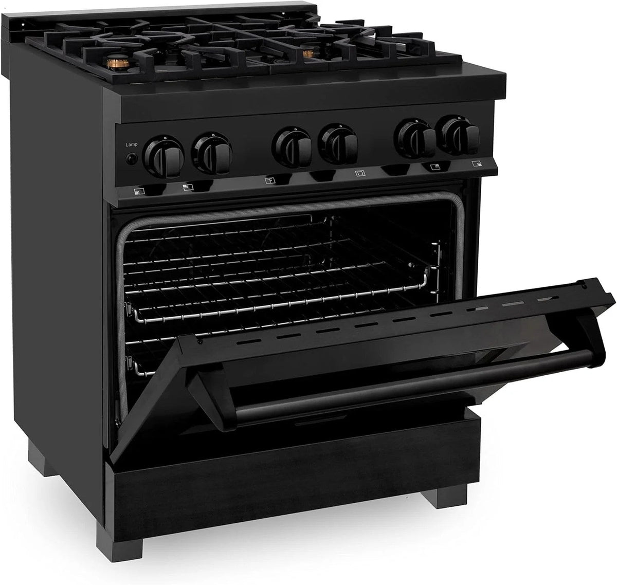 Casavibeo ZLINE Legacy 30-inch dual fuel range with four burners and oven, stainless steel finish, and control knobs.