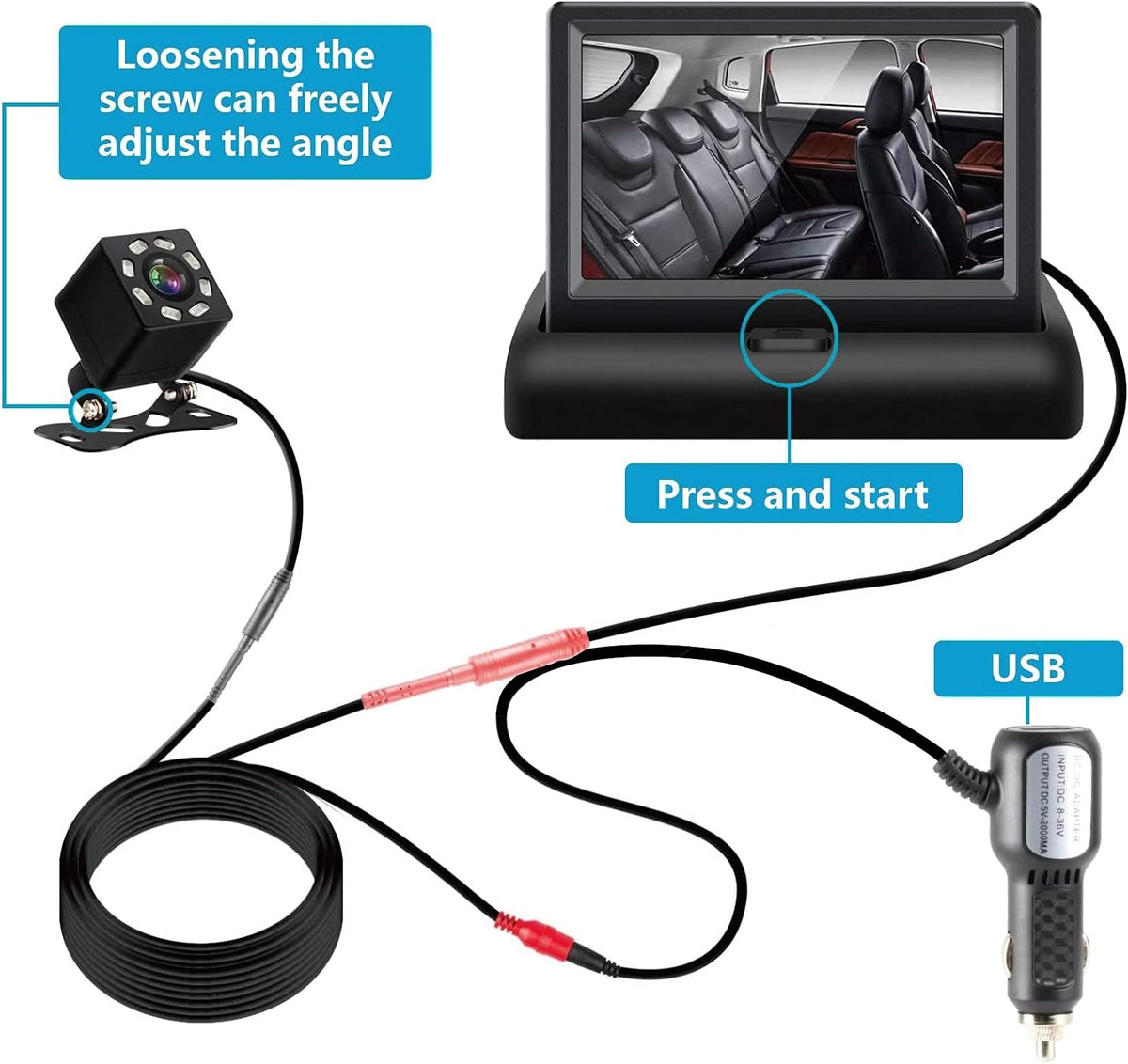 Belro premium car baby monitor camera showing a compact electronic device with a lens, designed for vehicle safety monitoring.