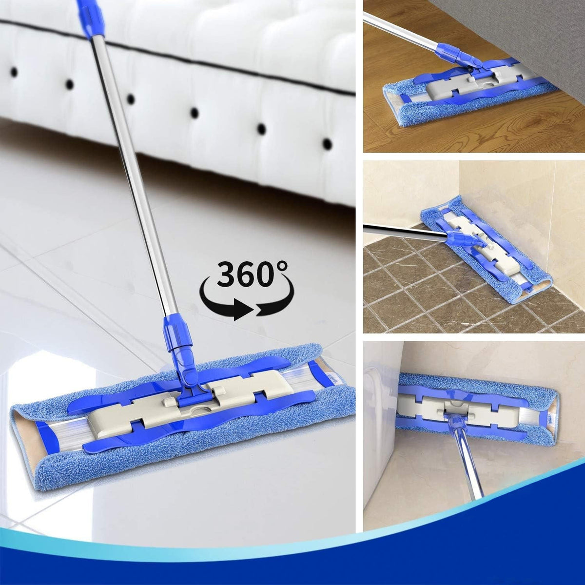 Belro floor cleaning mop with adjustable handle and microfiber head for easy home and garden cleaning.