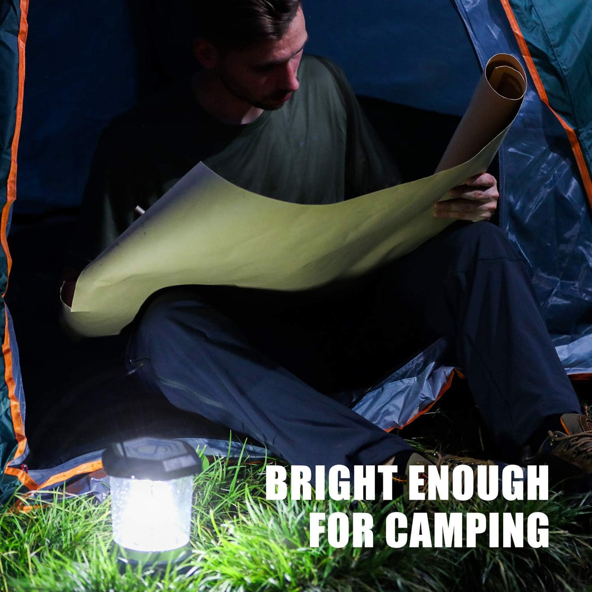 Belro LED camping lantern emitting bright white light, portable electronic lantern suitable for outdoor camping and emergency use