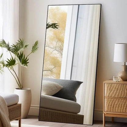 Casavibeo Beauty4U 71-inch full length black mirror with stand, HD tempered glass, suitable for bedroom decor and outfit checks