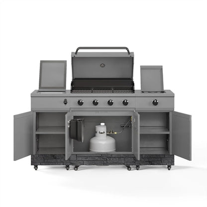 Casavibeo Fresno Series 5 Burner Grill TDT-021 with stainless steel burners, cooking grates, and control knobs, outdoor barbecue appliance