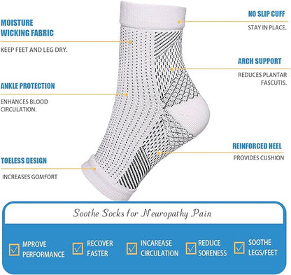 Four pairs of Belro premium therapy socks for men and women, showcasing comfortable, supportive health and beauty essentials.