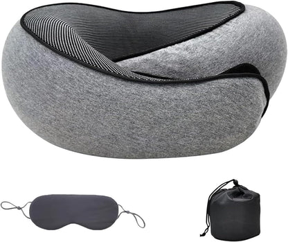 Belro ergonomic travel neck pillow made of memory foam, designed for airplane and car head and neck support.