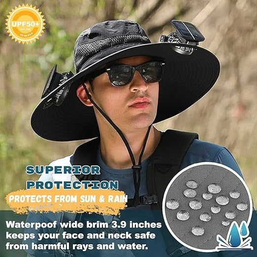 Belro men's sun hat with wide brim, lightweight fabric, and adjustable strap, perfect for outdoor sun protection.