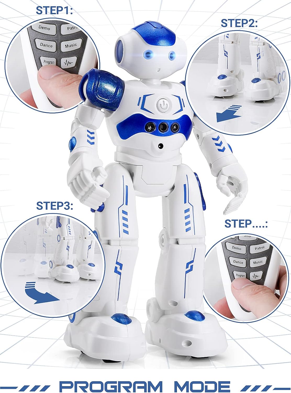 Belro remote control robot toy with moving arms and LED lights, perfect for kids' toys and games.