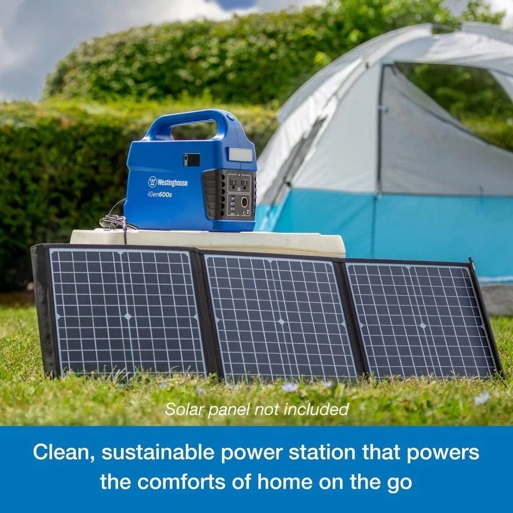 Westinghouse iGen600s portable power station with digital display, 600W output, and 592Wh capacity, by Casavibeo.