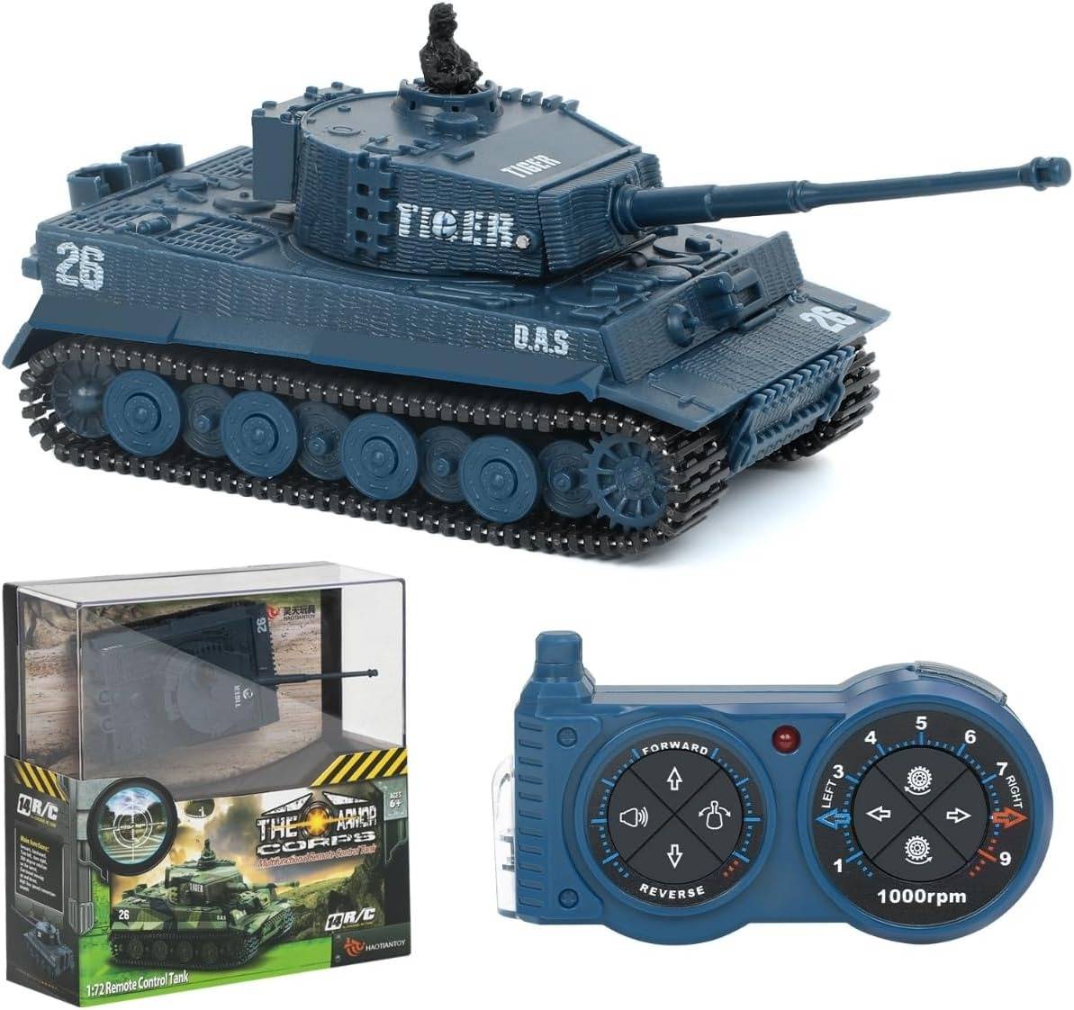 Belro RC tank toy with detailed camouflage design, remote control, and realistic features for kids' play and collection.