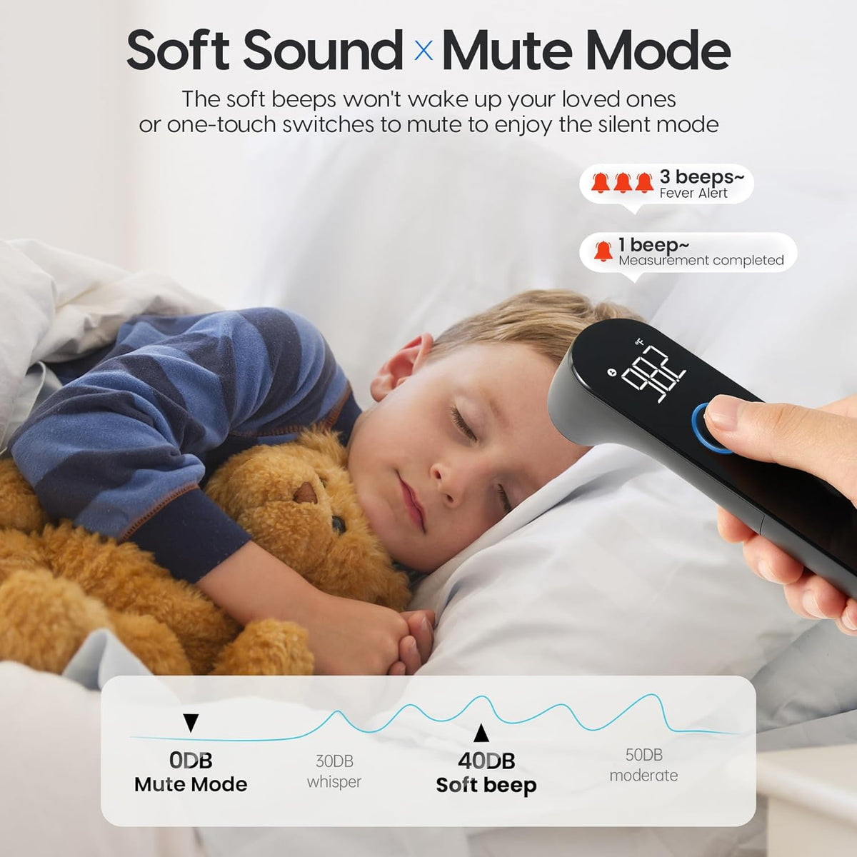 Belro no-touch forehead thermometer displaying digital screen, designed for contactless temperature measurement.