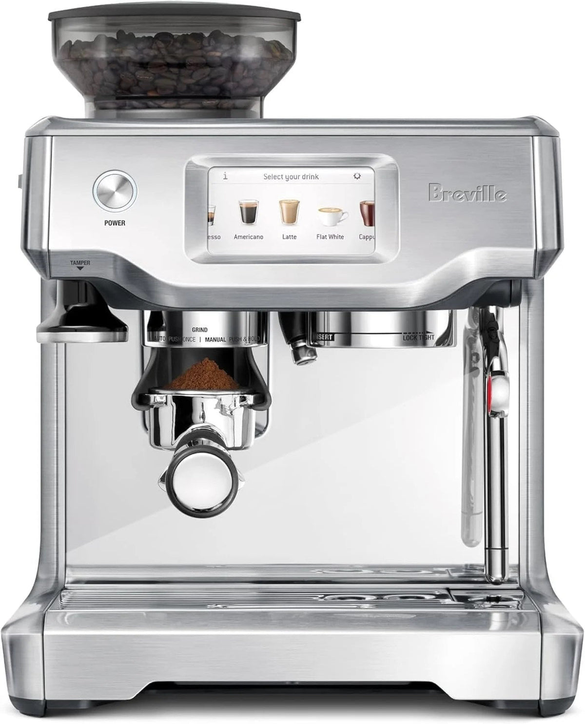 Casavibeo Breville Barista Touch espresso machine with sleek black finish and digital control panel for premium coffee brewing.