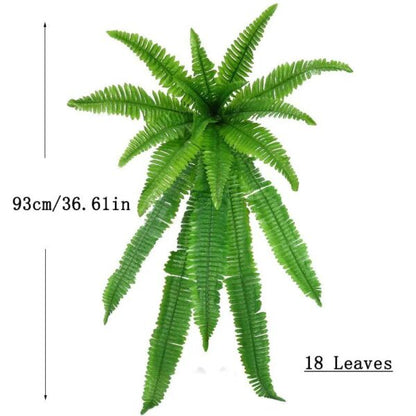 Belro UV resistant artificial Boston fern wall hanging plant with lush green leaves, ideal for home and garden decor.
