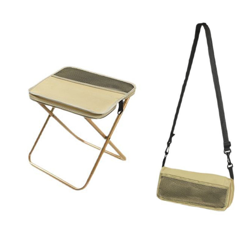 Lightweight foldable backpack stool by BowLift, portable seat for hiking and camping, shown in a compact, ready-to-use position.