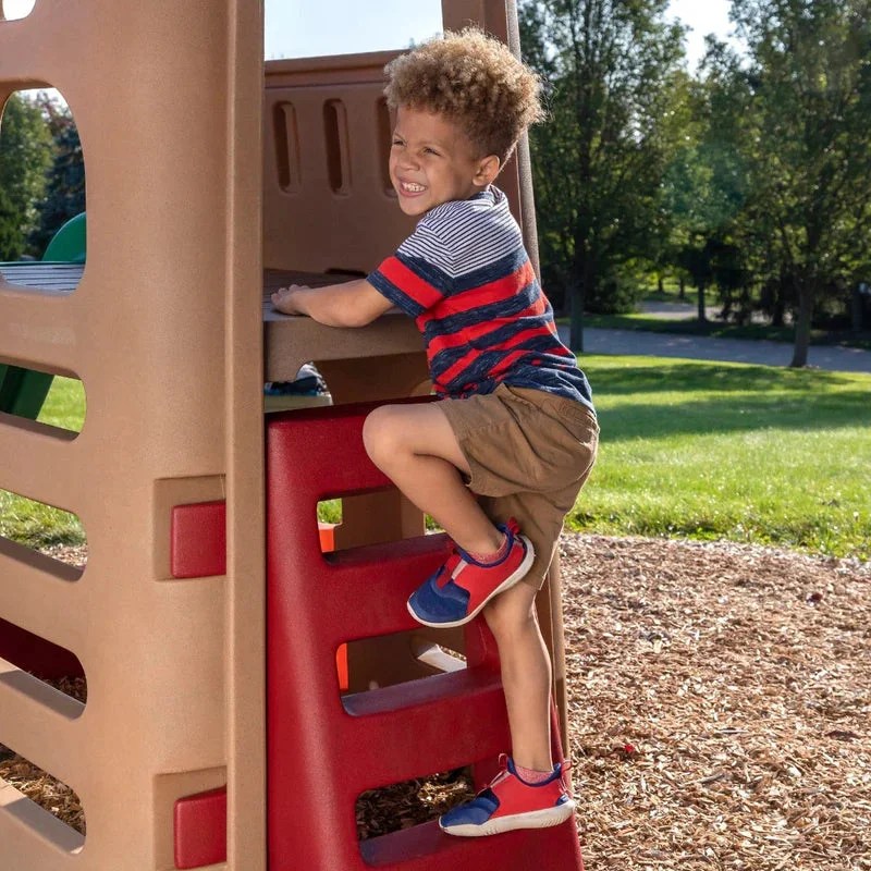 Casavibeo Step2 Naturally Playful Playhouse Climber and Swing Extension with colorful climbing frame and swing set for kids.