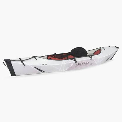 Casavibeo Oru Inlet fold-up single kayak on water, showing compact design and portability for easy transport and storage.