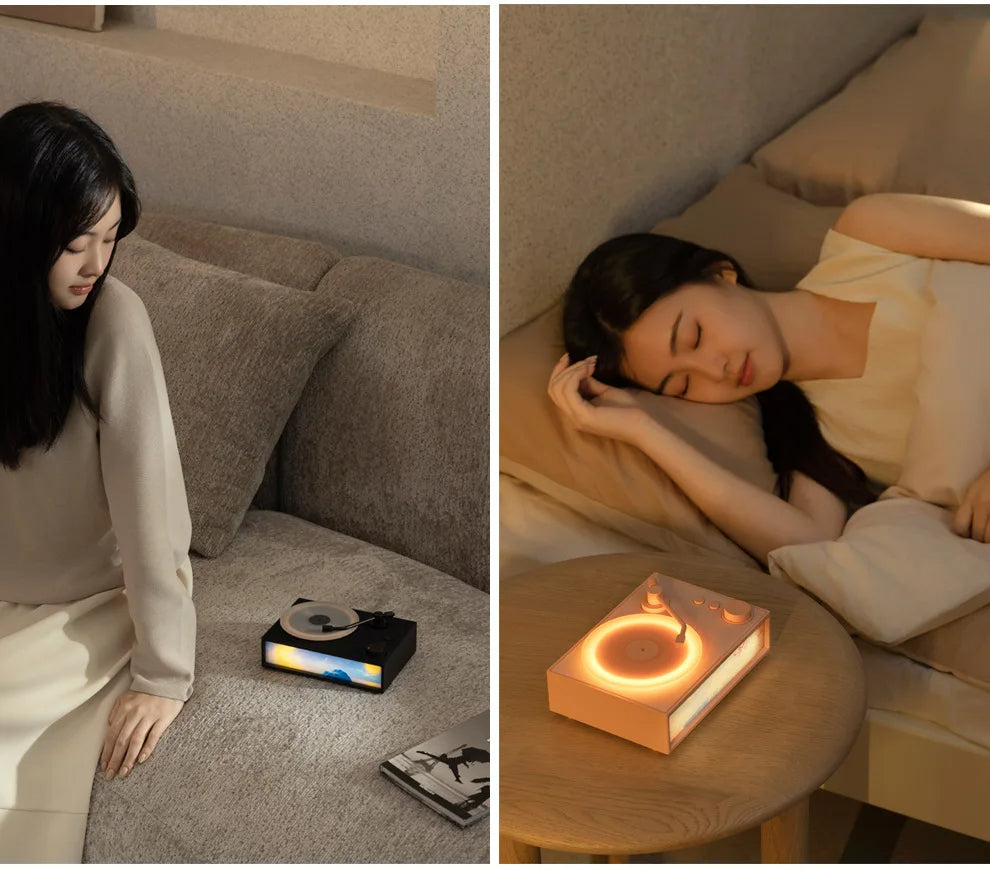 Belro Aromatherapy Bluetooth speaker with night light, showcasing its sleek design and integrated fragrance diffuser for relaxation.
