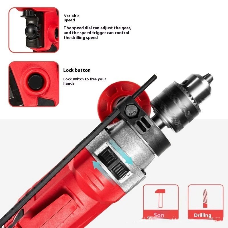 Casavibeo electric impact hand drill with rechargeable battery and high-power motor, showing the drill's body and chuck.