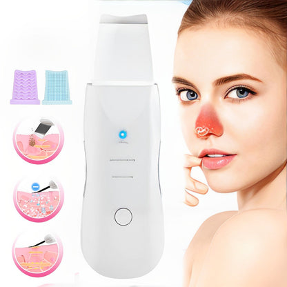 Belro ultrasonic skin scrubber spatula accessory, silver-colored device used for facial skin cleansing and exfoliation.