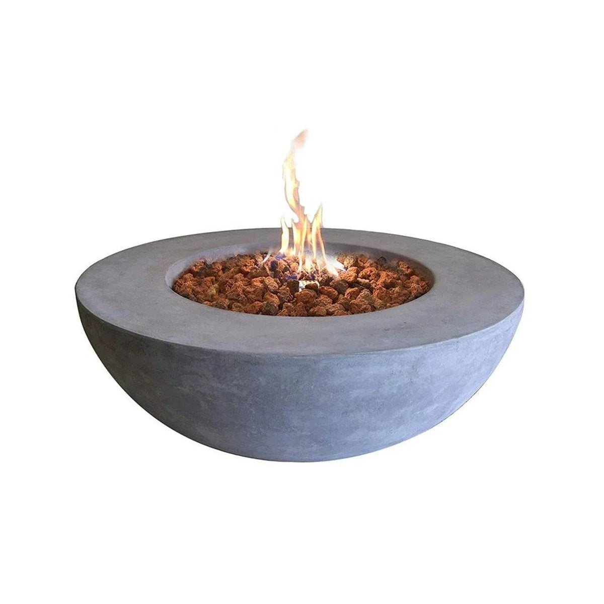 Casavibeo Lunar Bowl outdoor concrete fire pit by Orren Ellis, modern round fire feature with textured finish and open top.