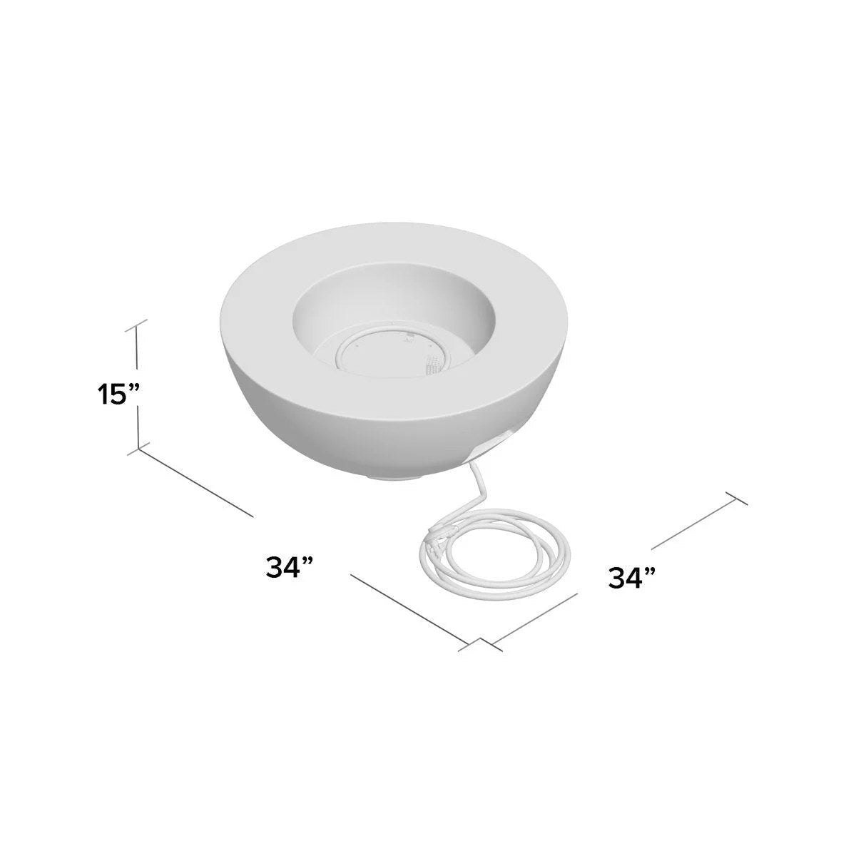 Casavibeo Orren Ellis Lunar Bowl Roca outdoor concrete fire pit with sleek round design and textured concrete finish.