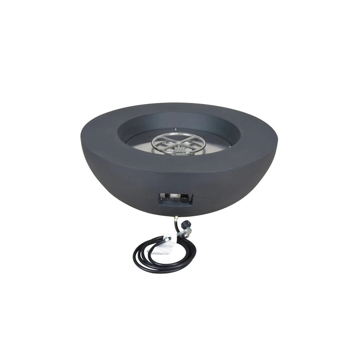 Casavibeo Orren Ellis Lunar Bowl Roca outdoor concrete fire pit with round bowl design and textured concrete finish.