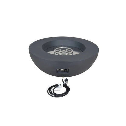 Casavibeo Orren Ellis Lunar Bowl Roca outdoor concrete fire pit with round bowl design and textured concrete finish.