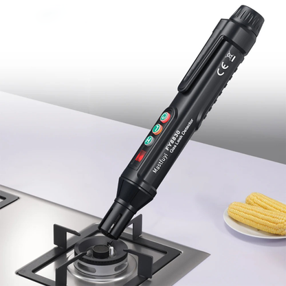 Belro gas leak detector tool used for detecting gas leaks, shown in a close-up image with digital display and sensor probe.