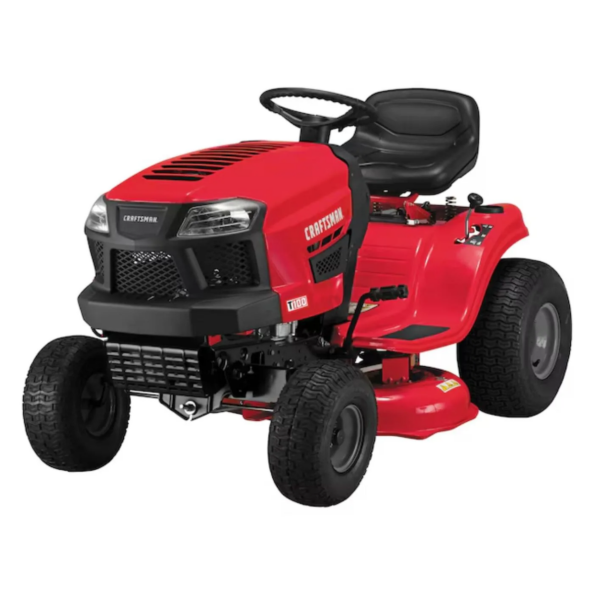 Casavibeo Craftsman T100 riding lawn mower with 36-inch cutting deck and 11.5 HP engine, shown in a lush green yard.