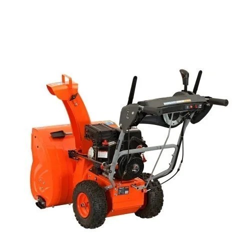 YARDMAX 26-inch two-stage self-propelled gas snow blower with large auger and handle for efficient snow clearing.