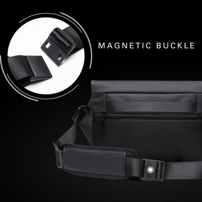 Belro men's sling bag designed for electronics and camera gear, featuring multiple compartments and adjustable strap.