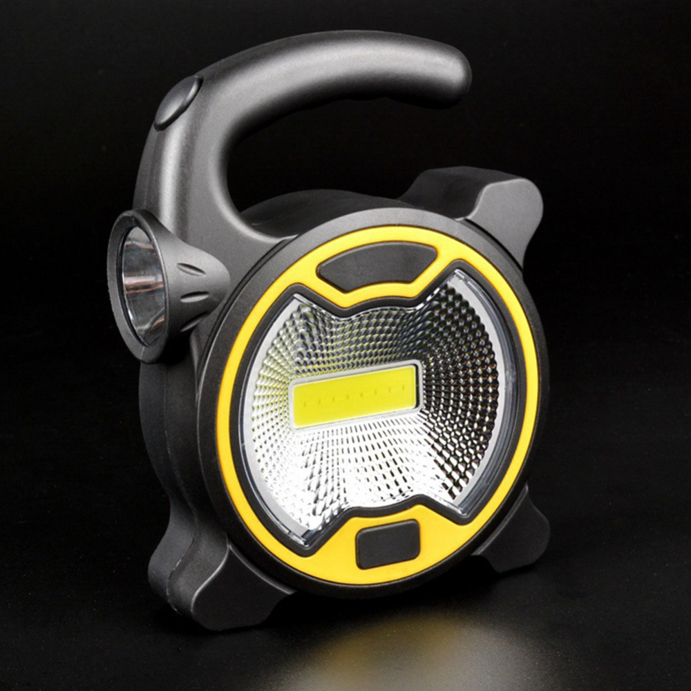 Belro portable rechargeable COB LED work light with adjustable stand, ideal for workbenches and outdoor tasks.