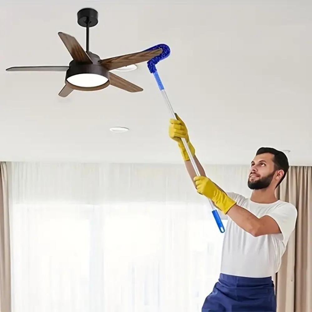 Belro flexible extendable microfiber ceiling fan duster for high reaches, ideal for outdoor home and garden cleaning.